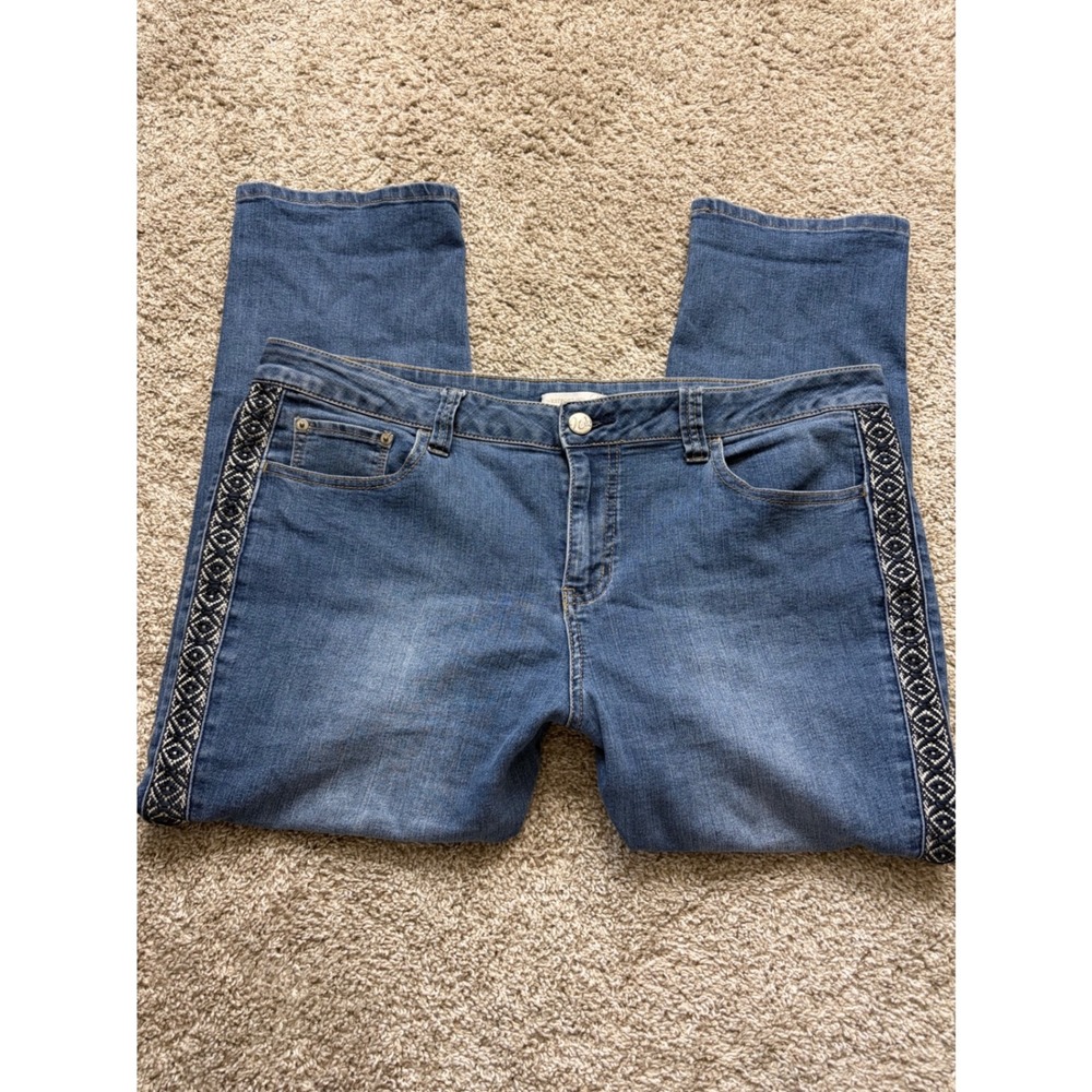 Westport 1962 Womens Embroidered Side Stripe Jeans Medium Wash Y2K Straight Leg